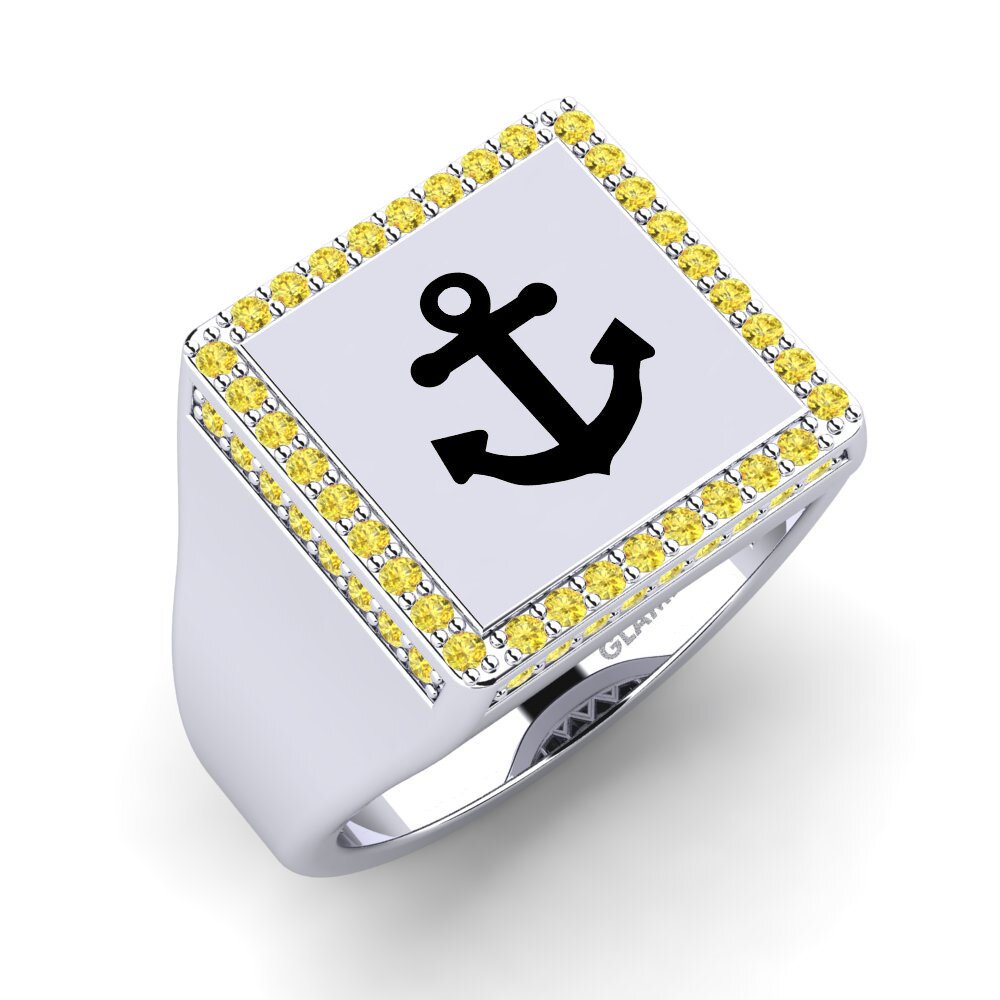 Yellow Sapphire Men's Pinky Ring Scramel