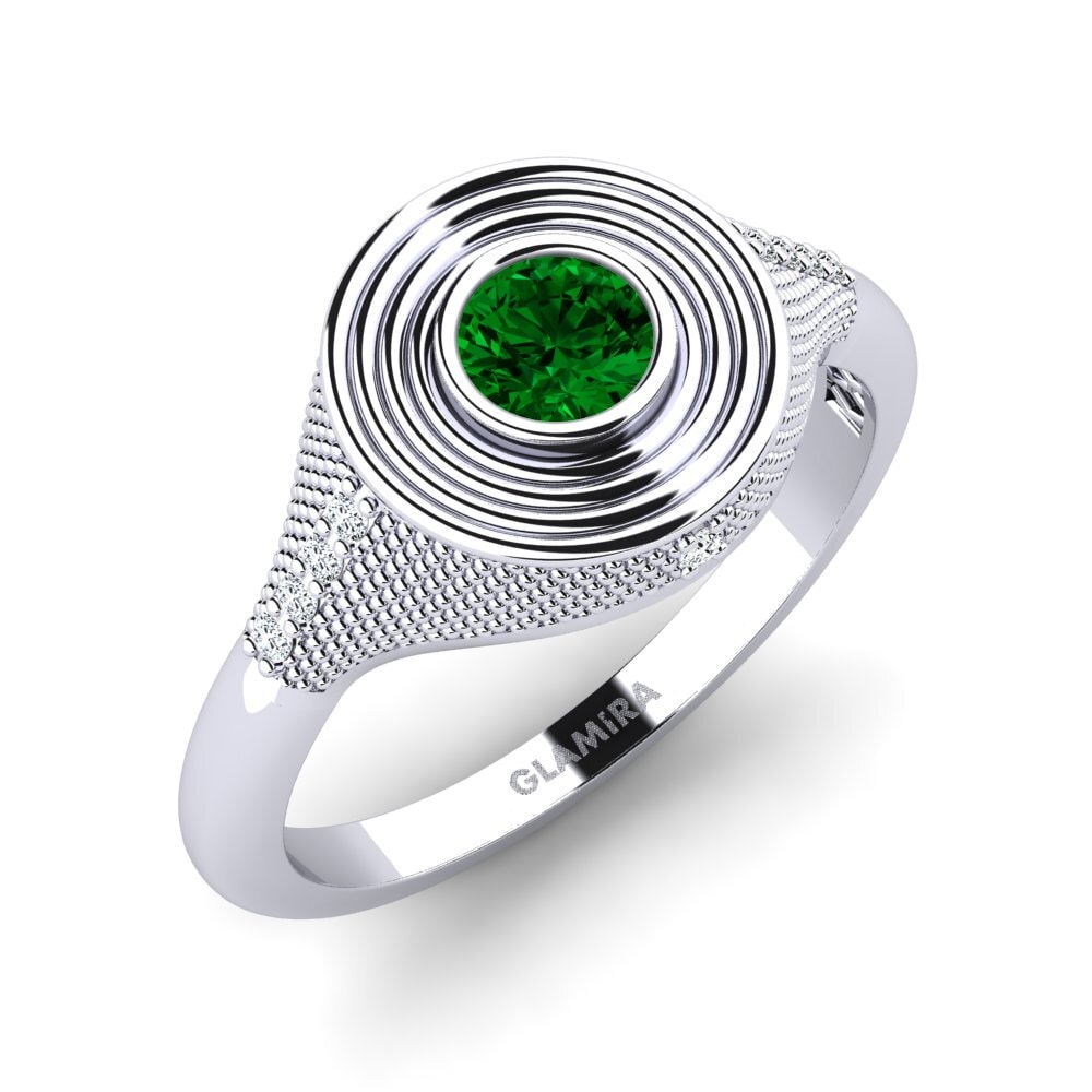 Plata 925 Circonita Verde Anillo de dedo meñique para hombre Sequerer