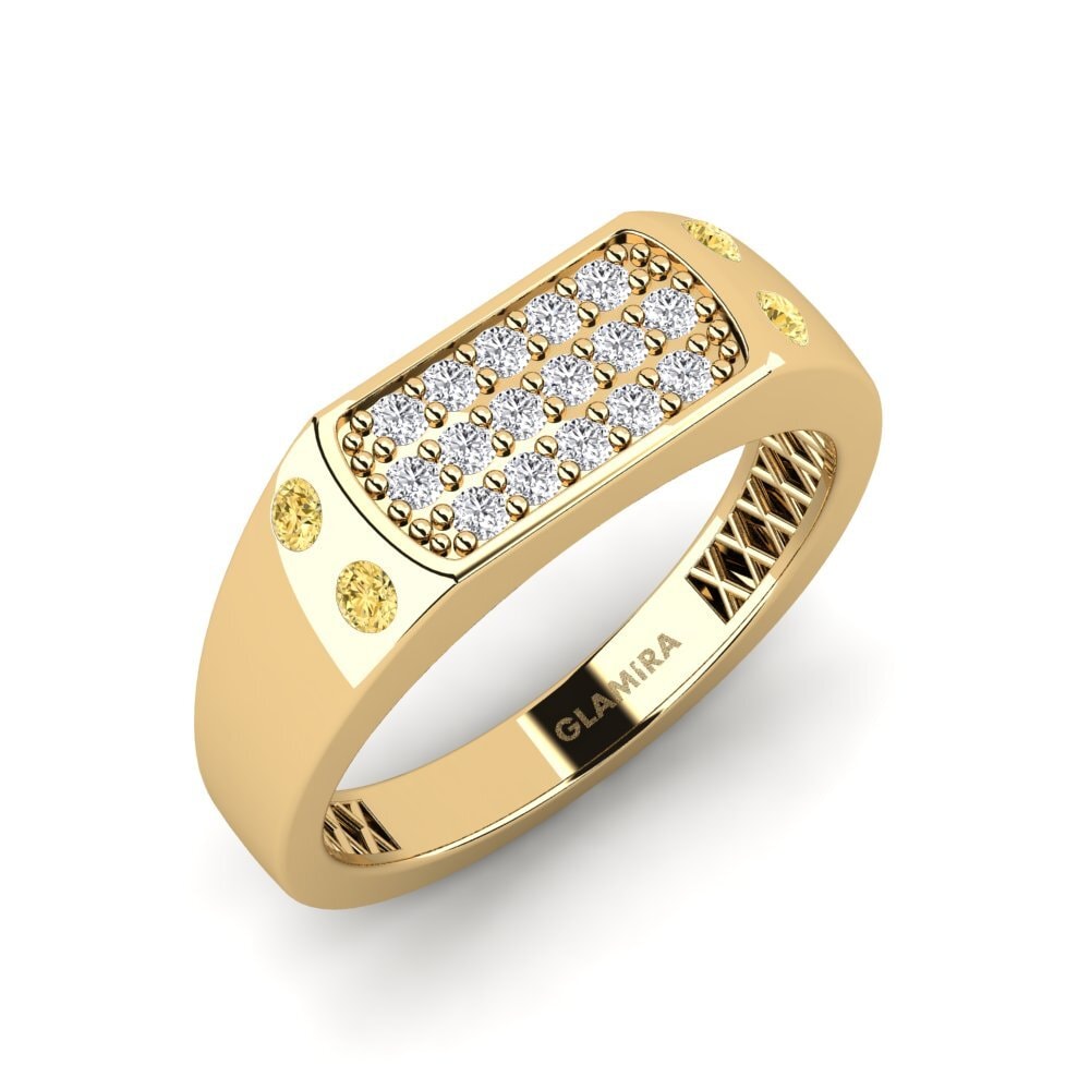 18ct Yellow Gold Yellow Diamond Men's Pinky Ring Sesac