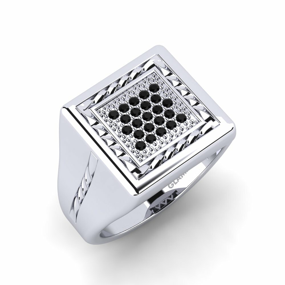 Anillo de dedo meñique para hombre Sindgi Diamante Negro