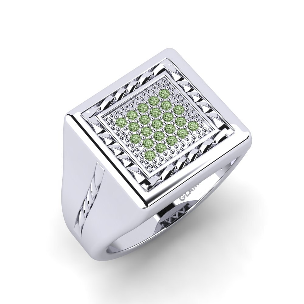 Diamante Verde Anillo de dedo meñique para hombre Sindgi