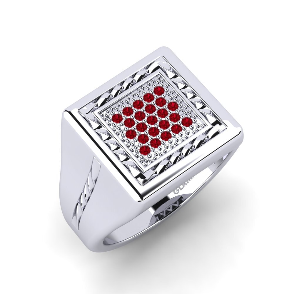 Circonita Roja Anillo de dedo meñique para hombre Sindgi