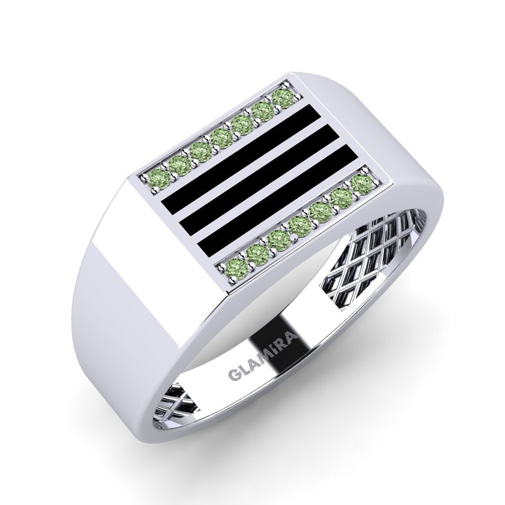 Diamante Verde Anillo de dedo meñique para hombre Ulutal