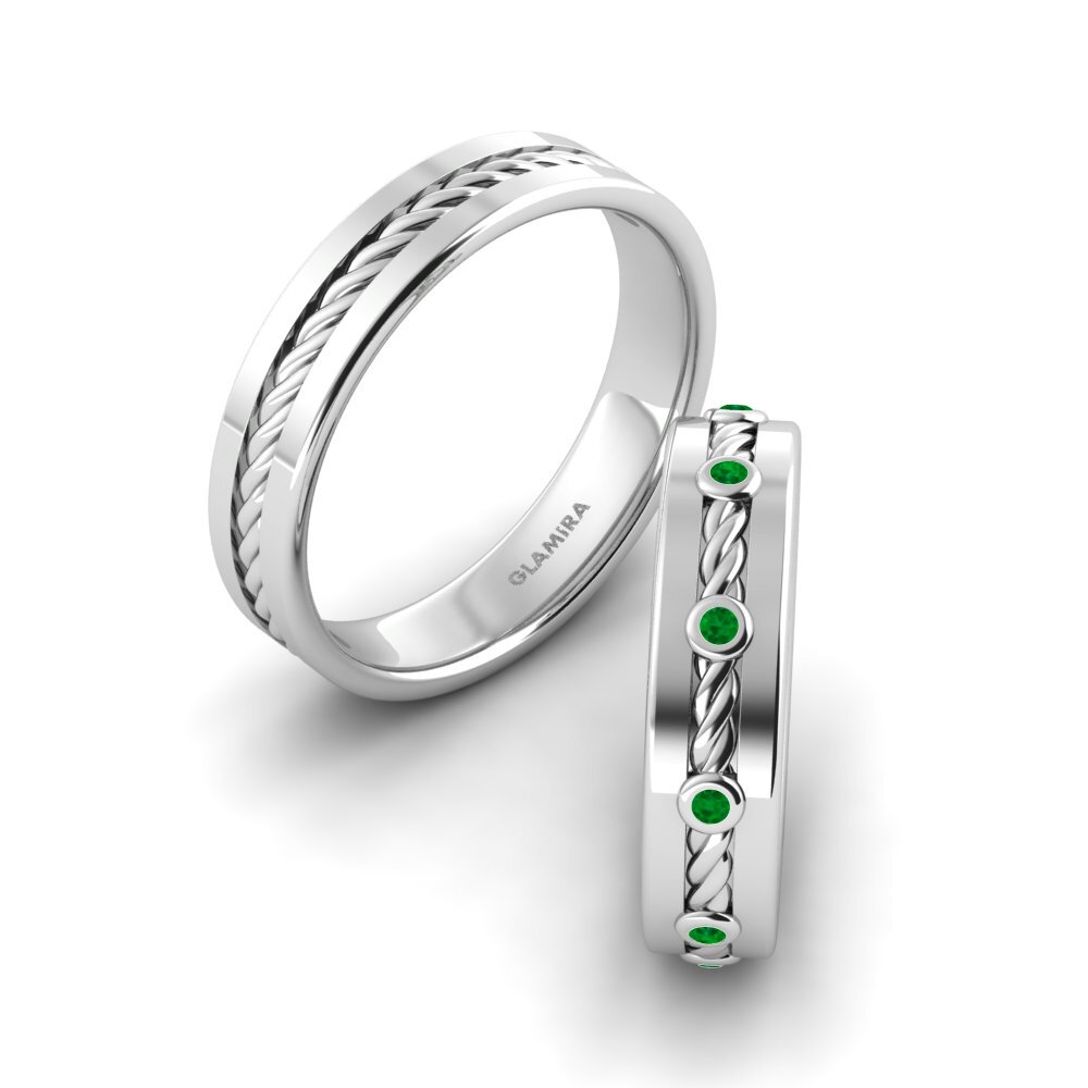 Smaragd Trouwring Cute Step 5.0 mm