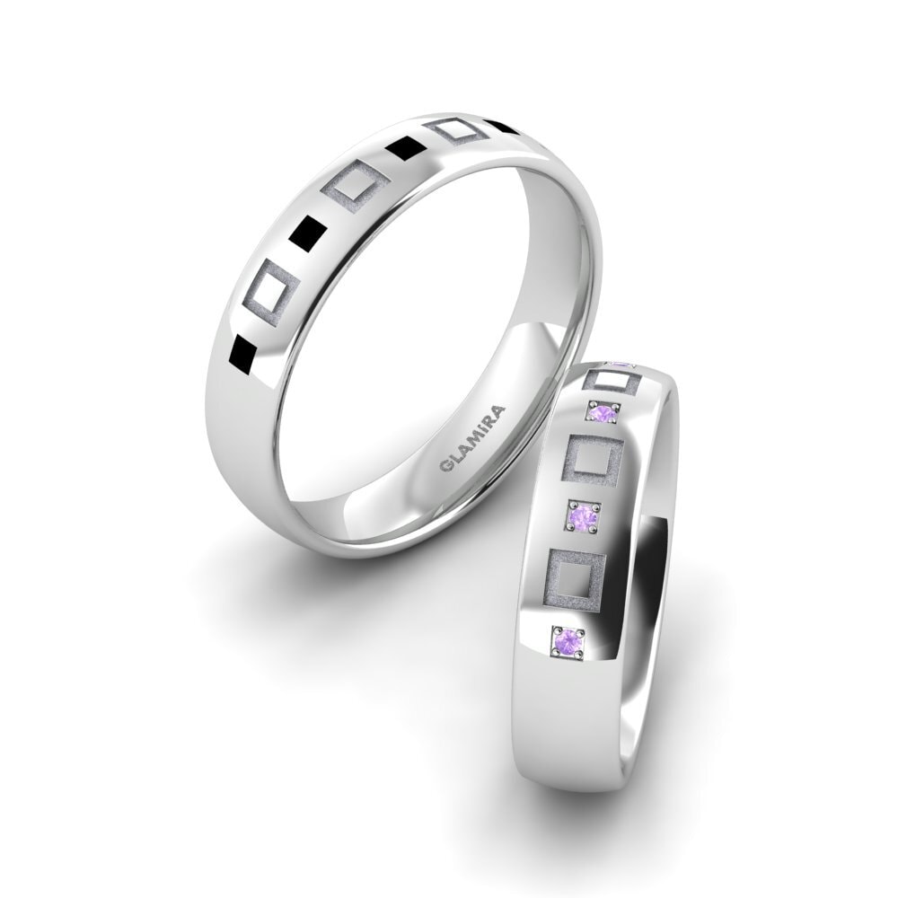 9ct White Gold Amethyst Wedding Ring Hot Sweet 5.0 mm