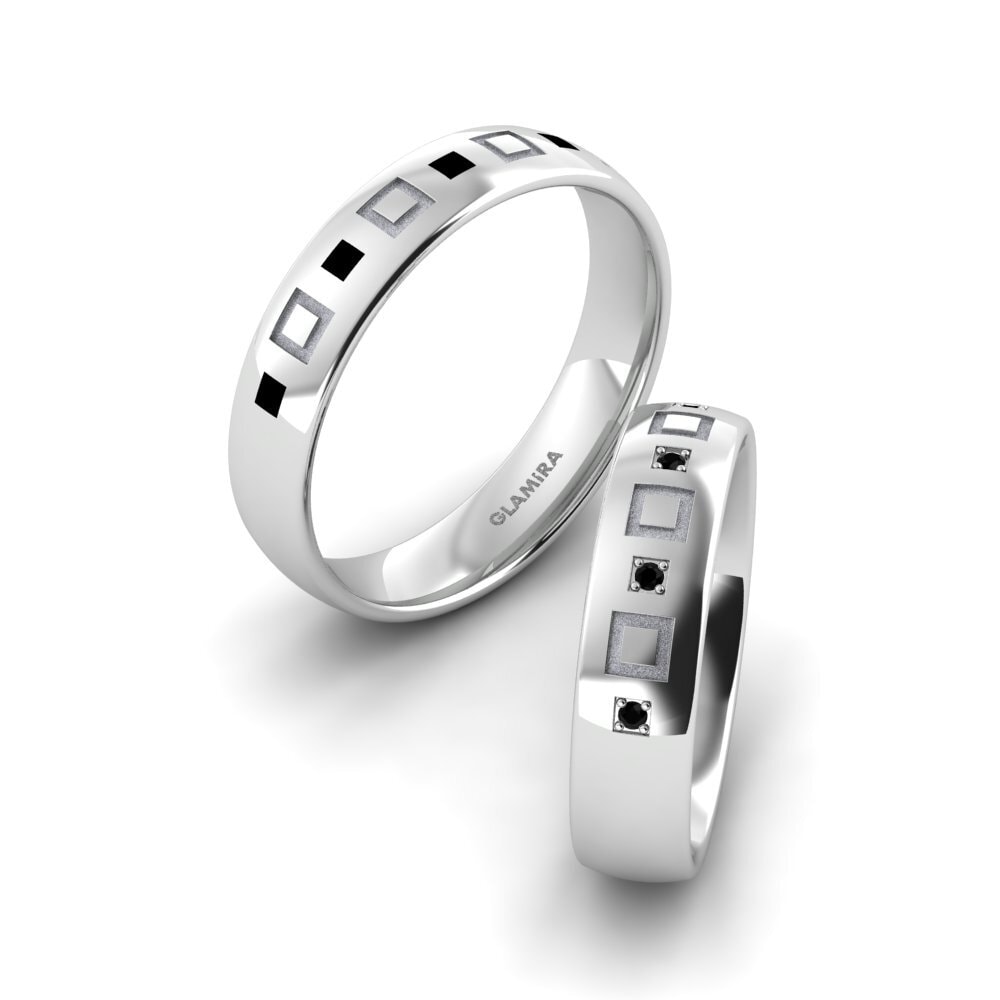 9ct White Gold Black Sapphire Wedding Ring Hot Sweet 5.0 mm