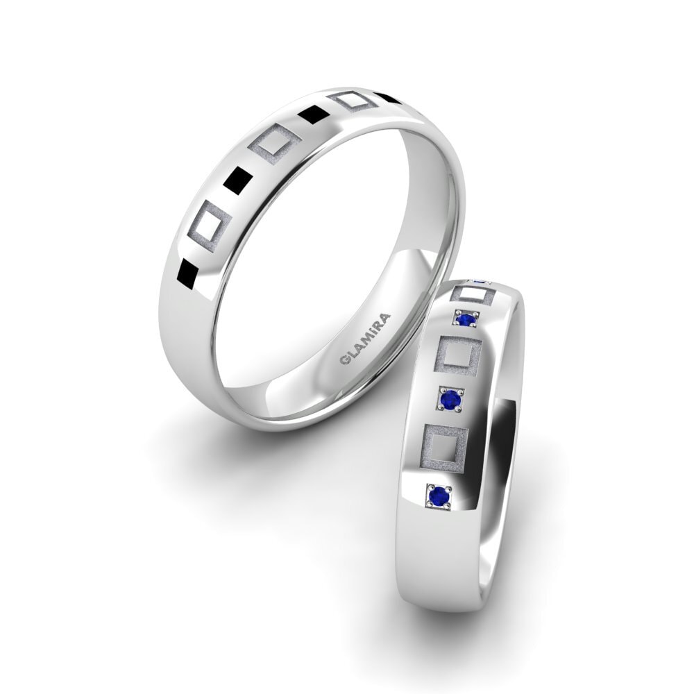 9ct White Gold Sapphire Wedding Ring Hot Sweet 5.0 mm