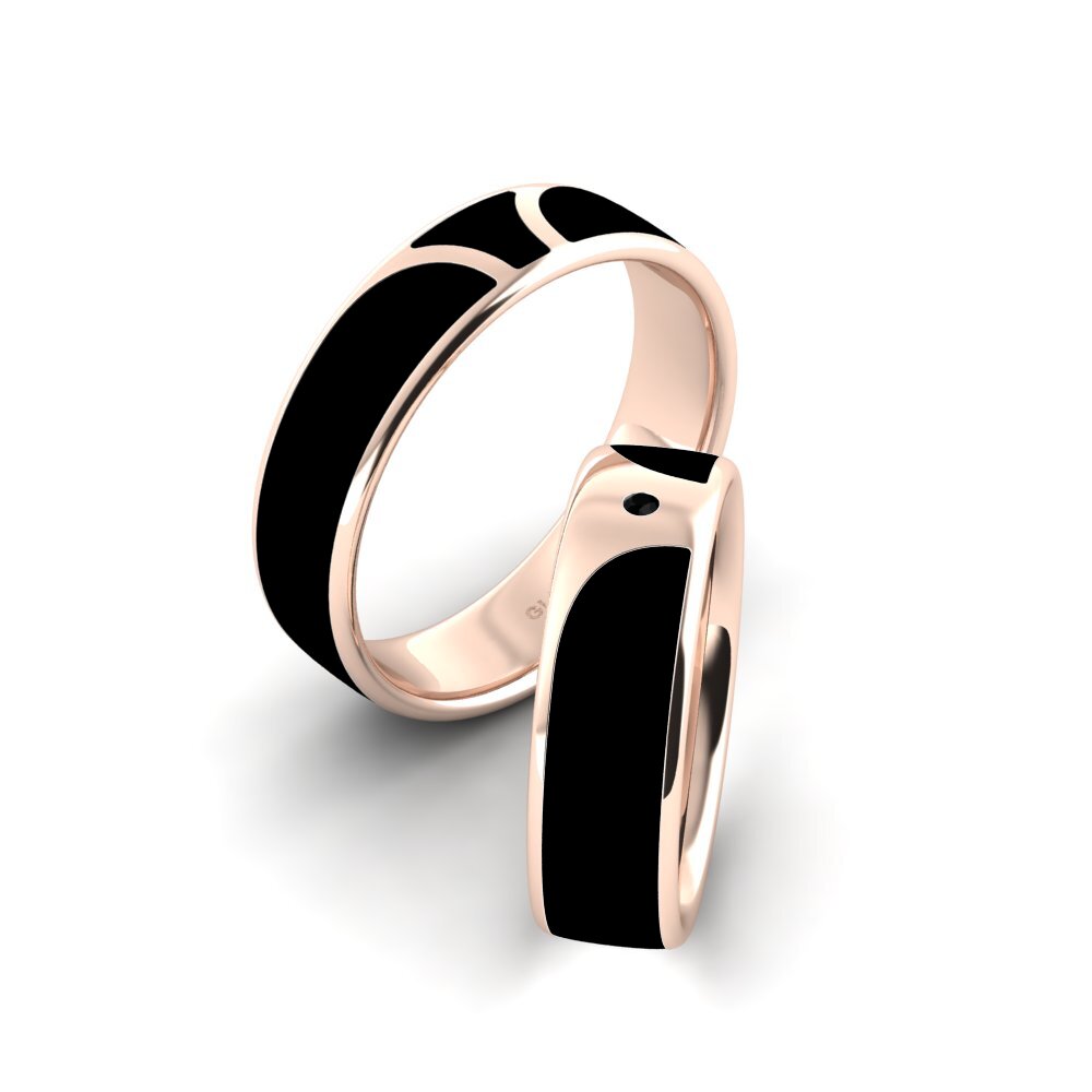 9k Oro Rosa Ónix Negro Anillo de boda Peaceful Lonis 6.0 mm