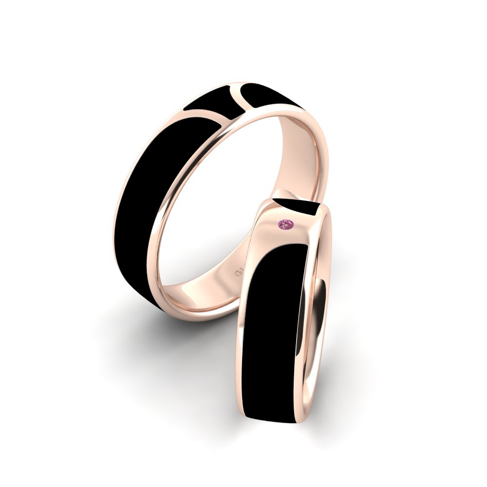 9k Oro Rosa Granate Rhodolite Anillo de boda Peaceful Lonis 6.0 mm