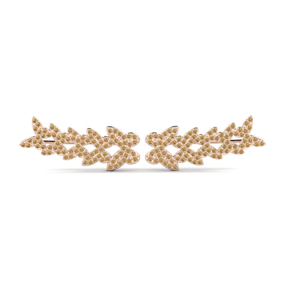 Orecchini Oro Rosso 750 Diamante Marrone Ear climber