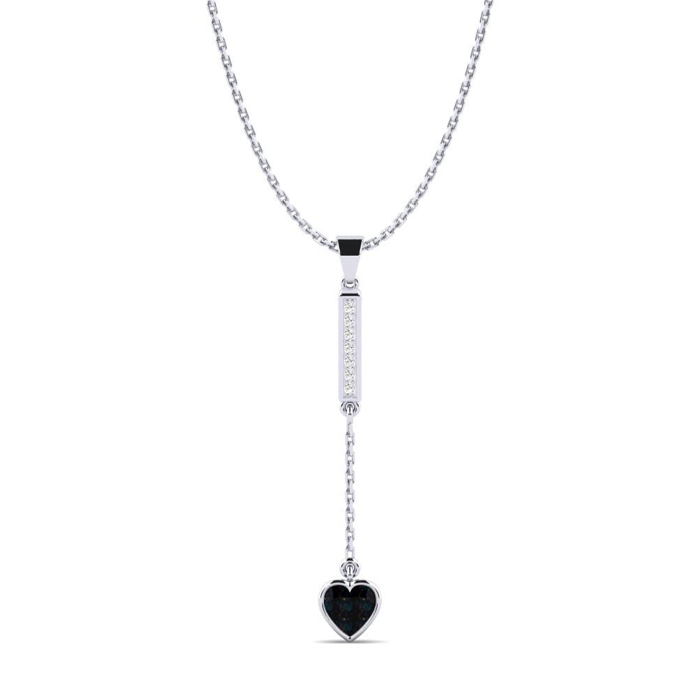 14k Oro Blanco Opalo Negro Colgante de Mujer Agama