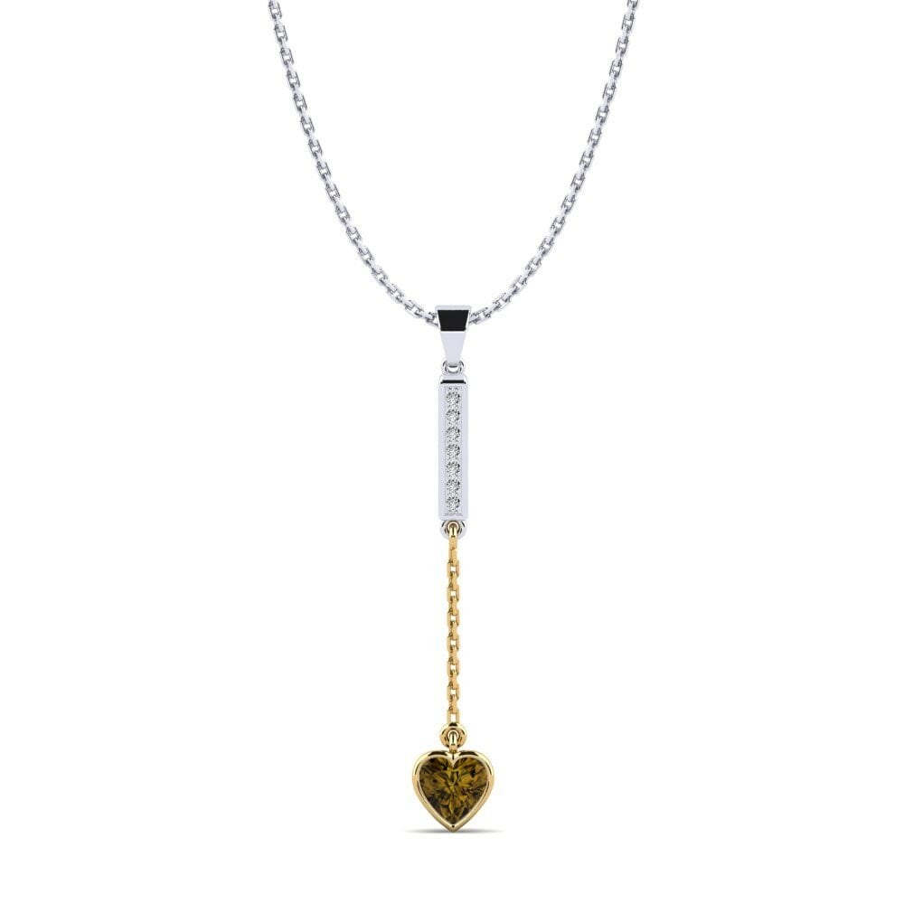 Dây chuyền Vàng Trắng-Vàng 9K Đá Zircon Nâu Lariat
