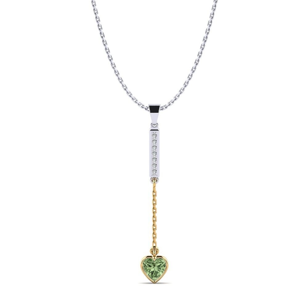 14k Oro Blanco & Amarillo Zafiro Verde Colgante de Mujer Agama