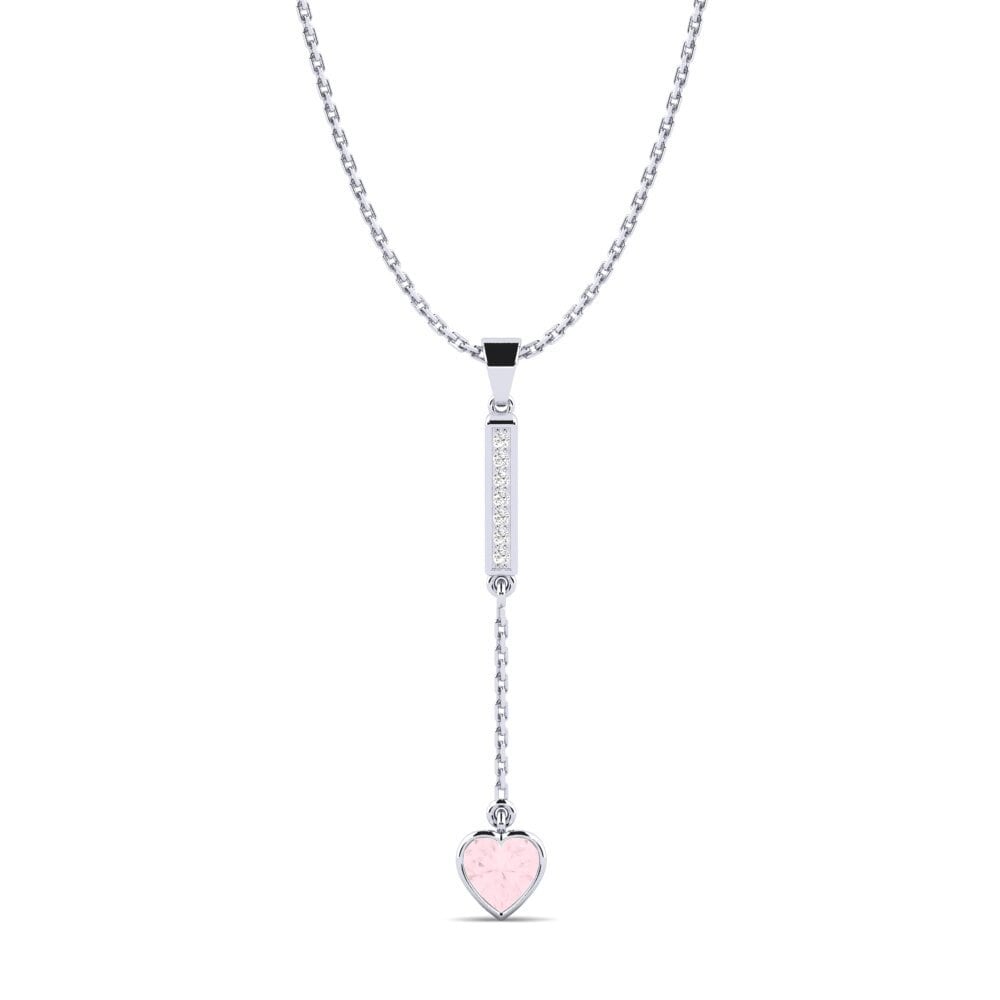 Paladio 950 Cuarzo rosa Colgante de Mujer Agama
