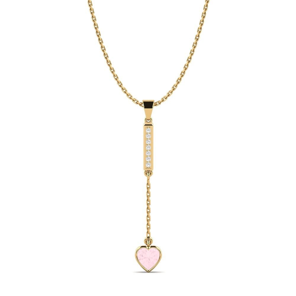 14k Oro Amarillo Cuarzo rosa Colgante de Mujer Agama