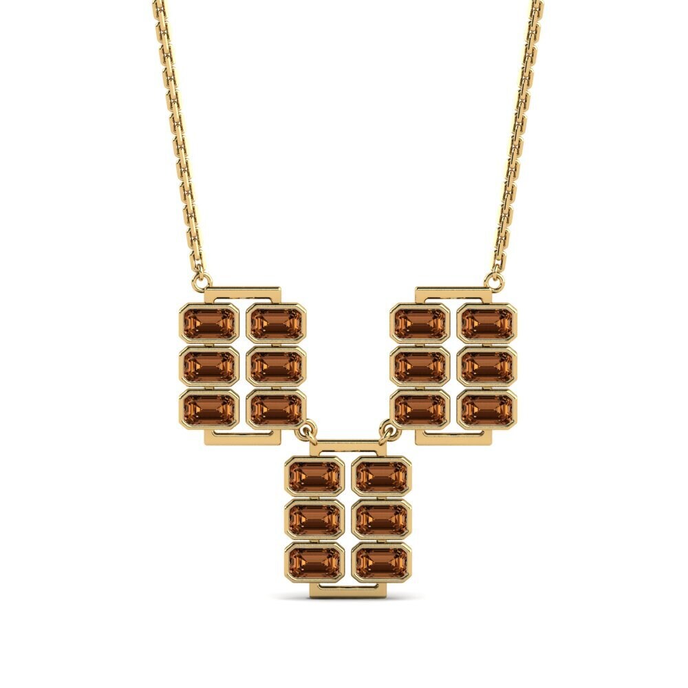 18k Oro Amarillo Diamante café Collar de Mujer Impos