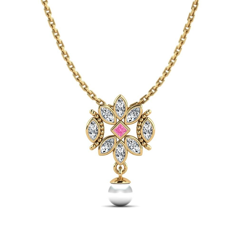 Gelbgold 750 Rosa Saphir Damen anhänger Miless