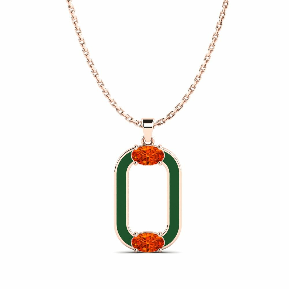 Vàng Hồng 18K Đá Sapphire Cam Mặt dây chuyền nữ Osvalda