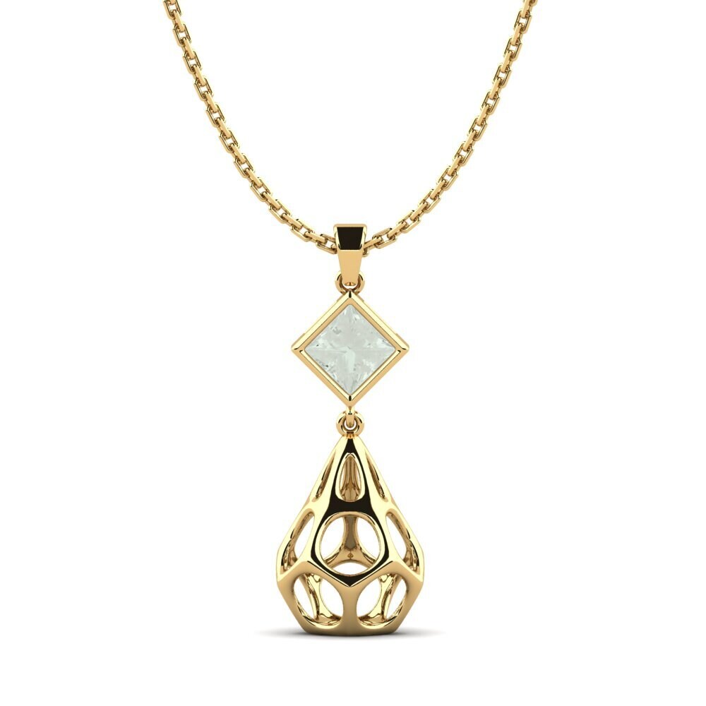 14k Oro Amarillo Amatista verde Colgante de Mujer Tnaludno