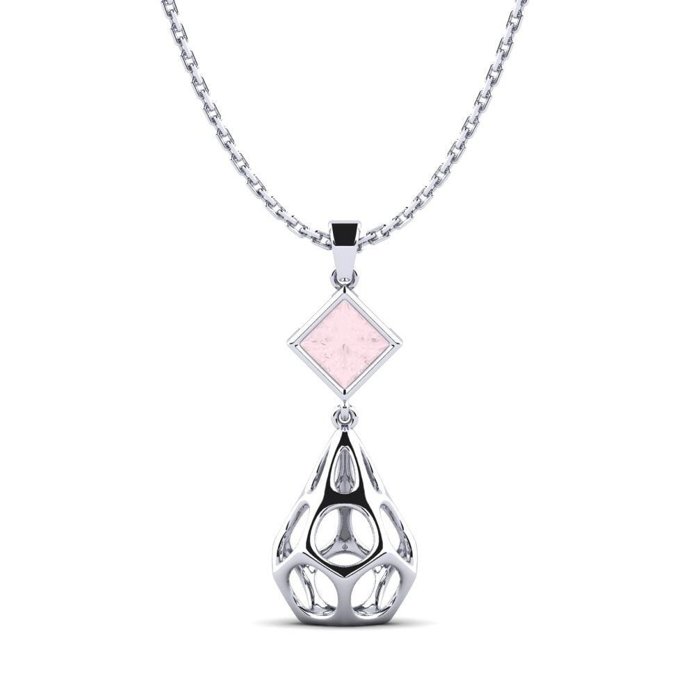 Plata 925 Cuarzo rosa Colgante de Mujer Tnaludno