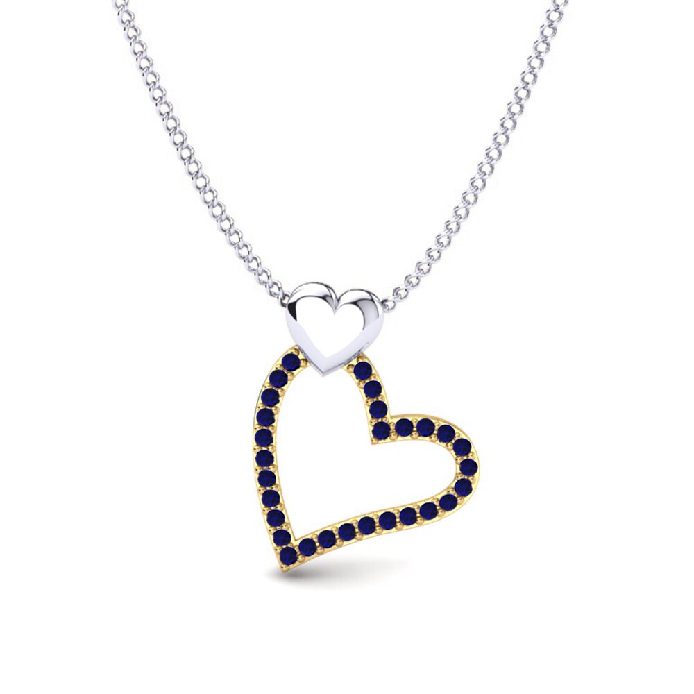 Sapphire 18k White & Yellow Gold Women's Necklace Brylee