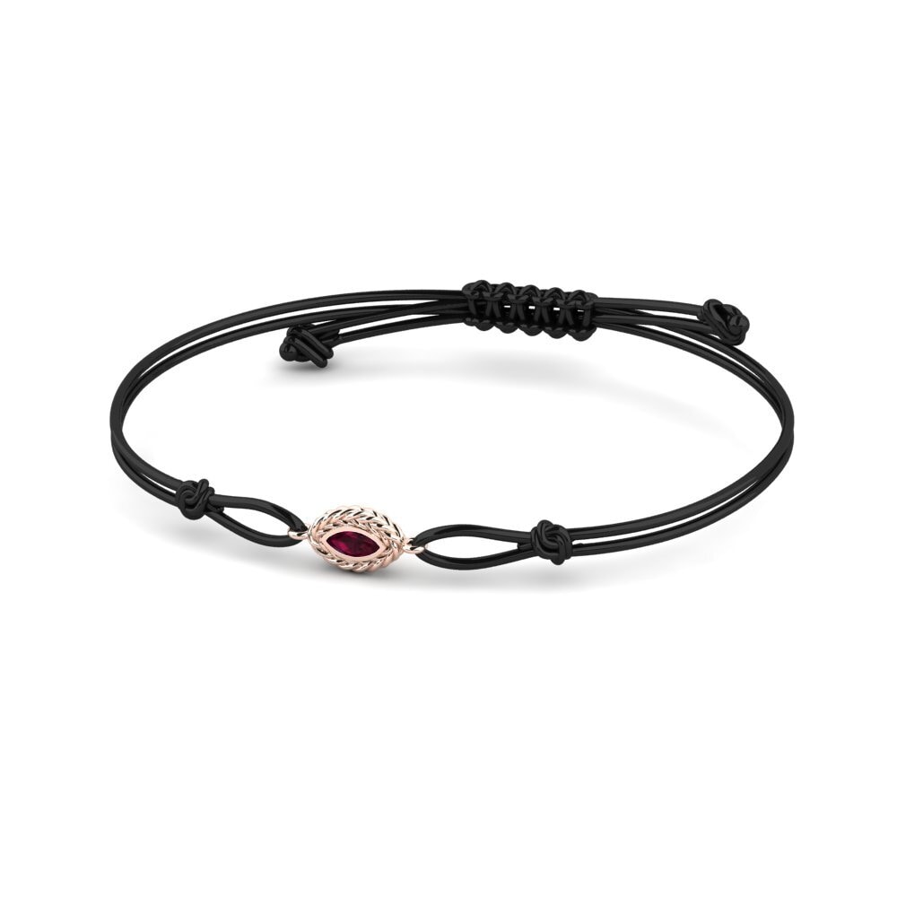 Or rose 14k Grenat de Rhodolite Bracelet cordon Forzalife