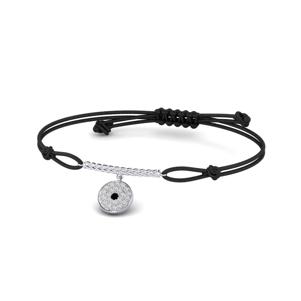 950 Palladium Black Sapphire Cord Bracelet Maleia