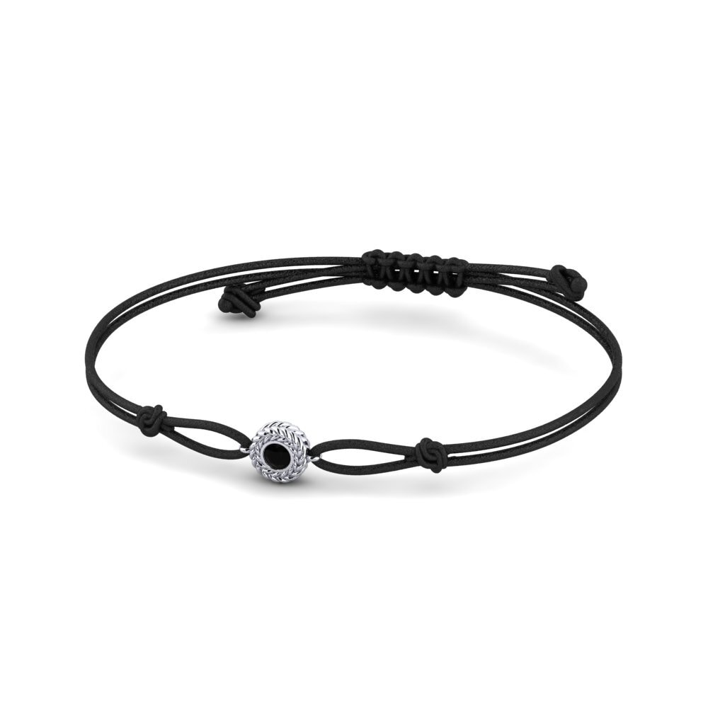 9ct White Gold Black Sapphire Cord Bracelet Munas