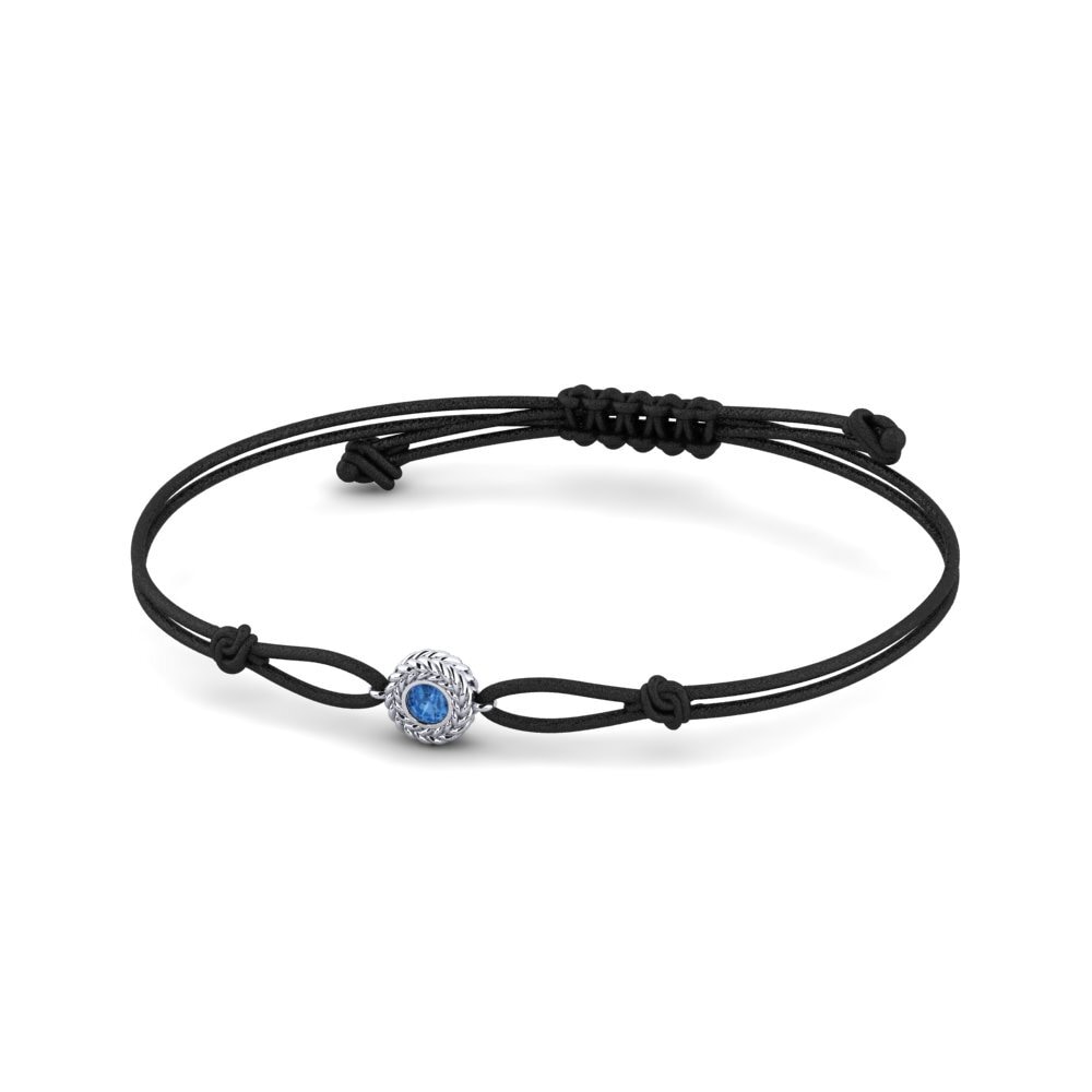 950 Palladium Dunkelblauer Zirkonia Kordel-Armband Munas