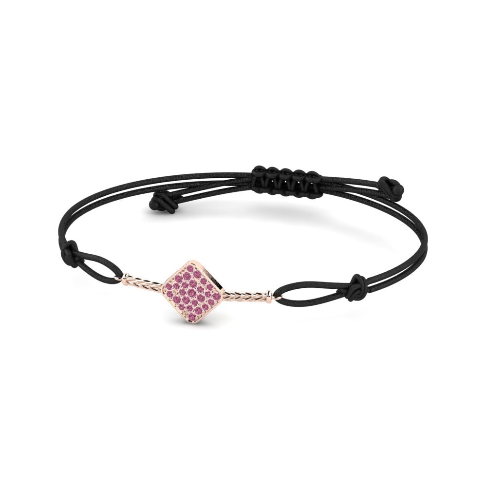 Or rose 14k Grenat de Rhodolite Bracelet cordon Patten