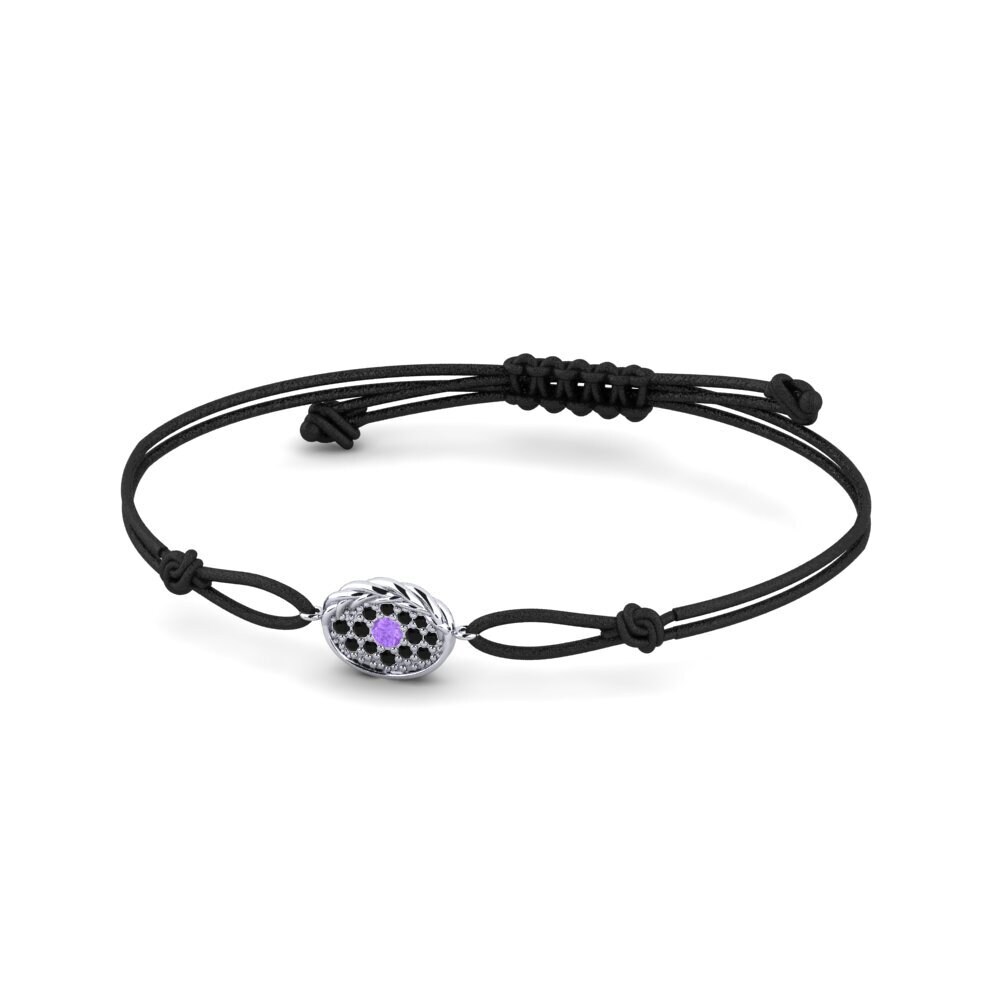 White Silver Amethyst Cord Bracelet Rosalea