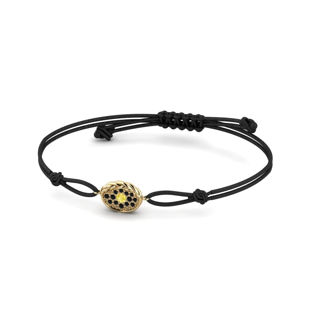14k Oro Amarillo Zafiro amarillo Pulsera de cordón Rosalea