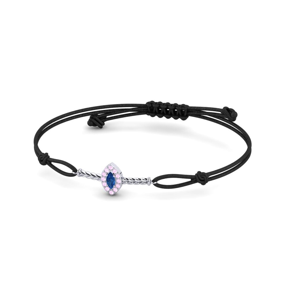 950 Palladium Dunkelblauer Zirkonia Kordel-Armband Ulwandle