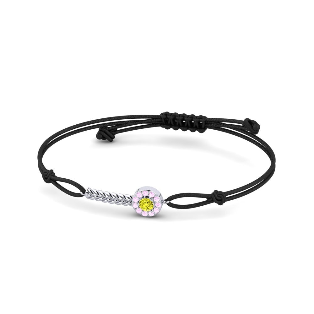Weiß-Silber Gelber Diamant Kordel-Armband Vitalco
