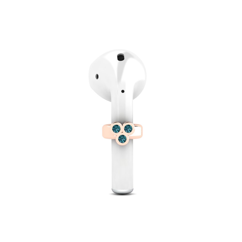 14ct Rose Gold Blue Diamond Airpods® Ascolta