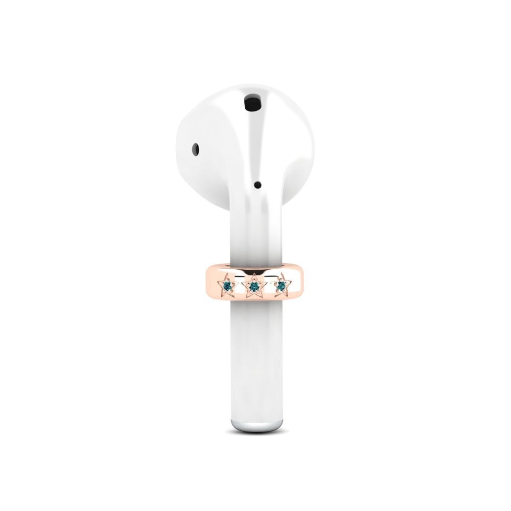 14ct Rose Gold Blue Diamond Airpods® Compteur