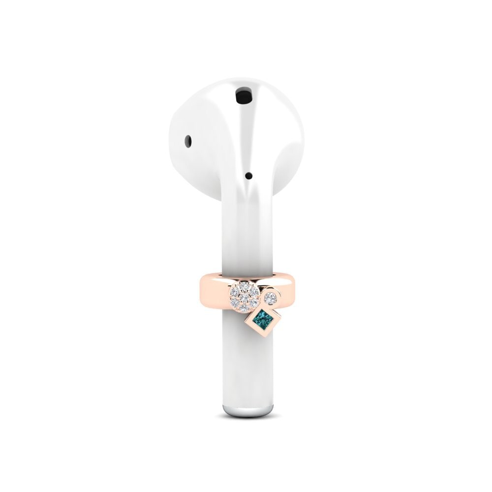 14ct Rose Gold Blue Diamond Airpods® Confuoco
