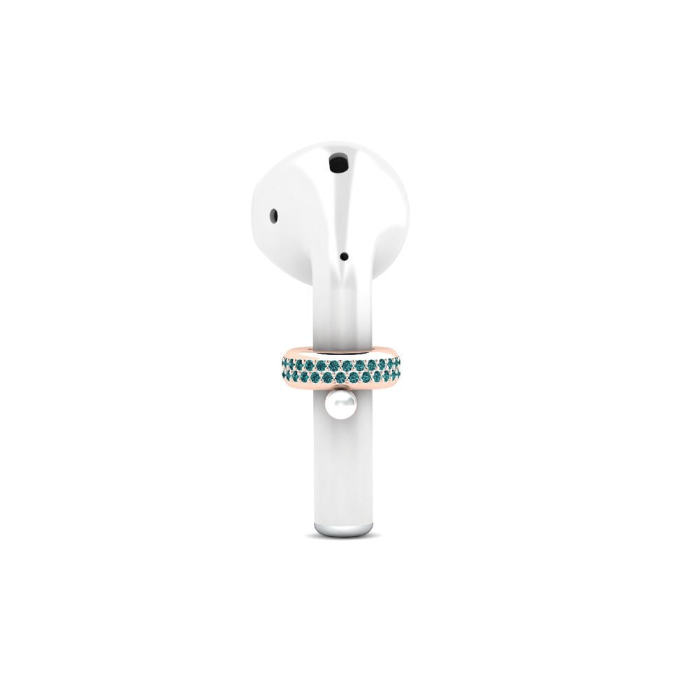 14ct Rose Gold Blue Diamond Airpods® Glasbeni