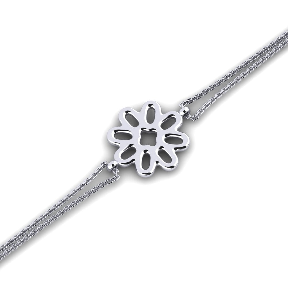 Flower 9k White Gold Bracelet Amnerayo