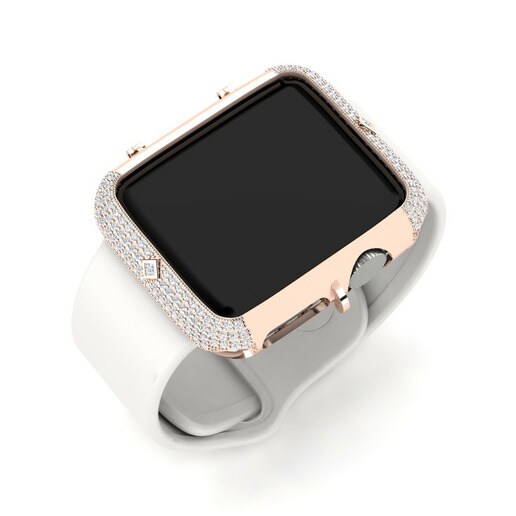 Ốp đồng hồ Apple® Bakarra Vàng Hồng 375 & Đá Sapphire Trắng