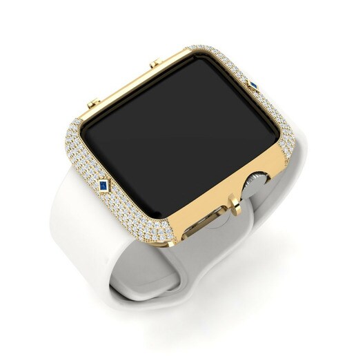 Ốp đồng hồ Apple® Bakarra Vàng 585 & Đá Swarovski Xanh Lam & Đá Swarovski
