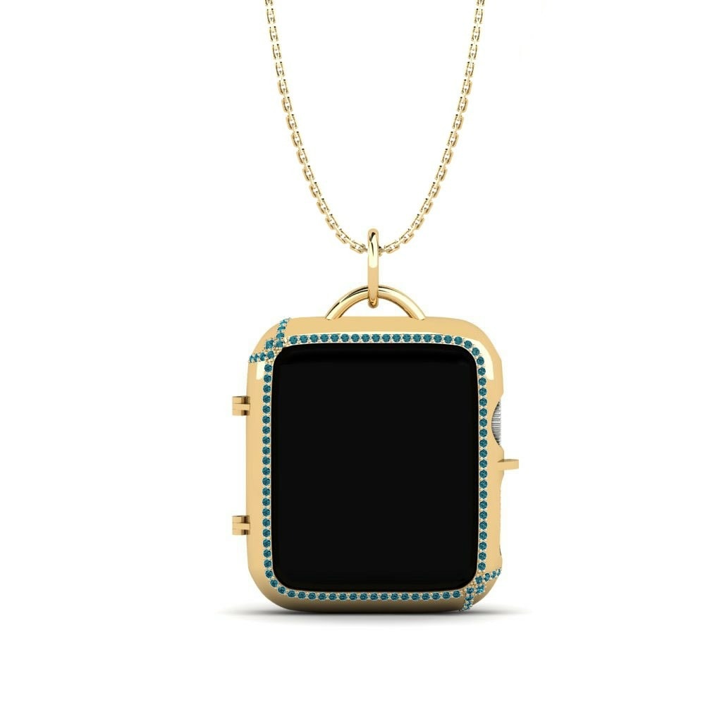 Estuches para Apple Watch® Blaces Oro Amarillo 585 Diamante Azul