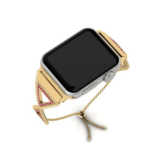 Dây đai Apple Watch® Boldness - B Stainless Steel / 585 Yellow Gold & Hồng Ngọc