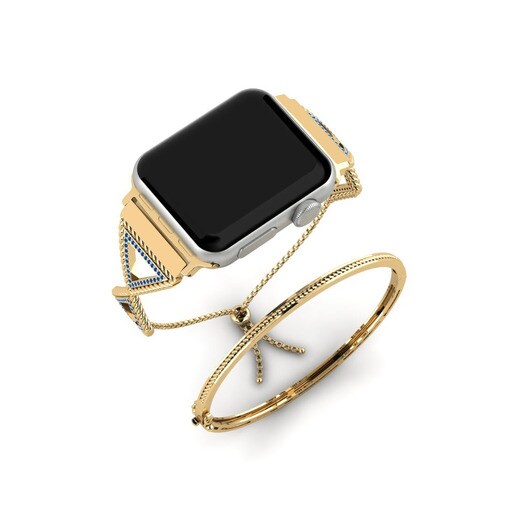 Apple Watch® Boldness Set Stainless Steel / 585 Yellow Gold & Đá Swarovski Xanh Lam