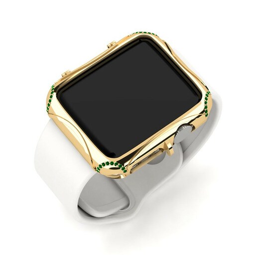 Ốp đồng hồ Apple® Carrick Vàng 585 & Đá Swarovski Xanh Lá