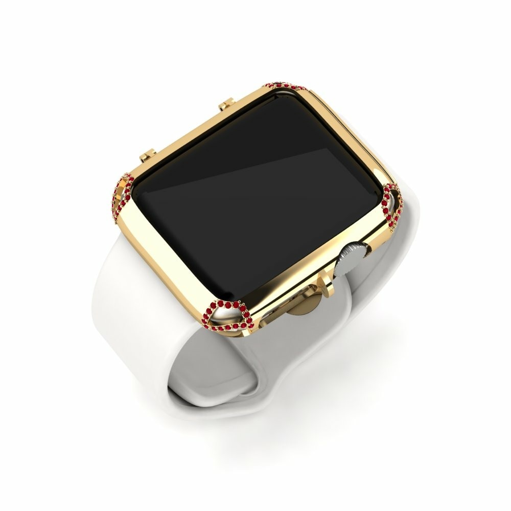 Estuches para Apple Watch® Cloves Oro Amarillo 585 Swarovski Rojo