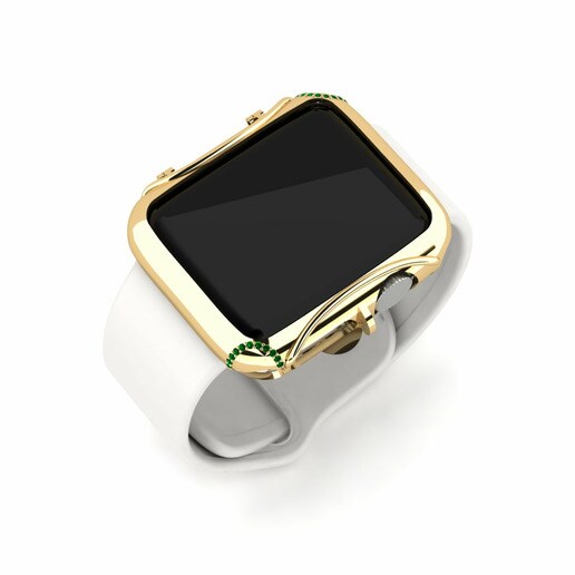 Ốp đồng hồ Apple® Constrictor Vàng 585 & Đá Swarovski Xanh Lá