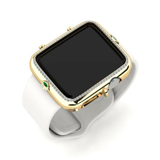 Ốp đồng hồ Apple® Grapes Vàng 585 & Đá Swarovski Xanh Lá & Đá Swarovski
