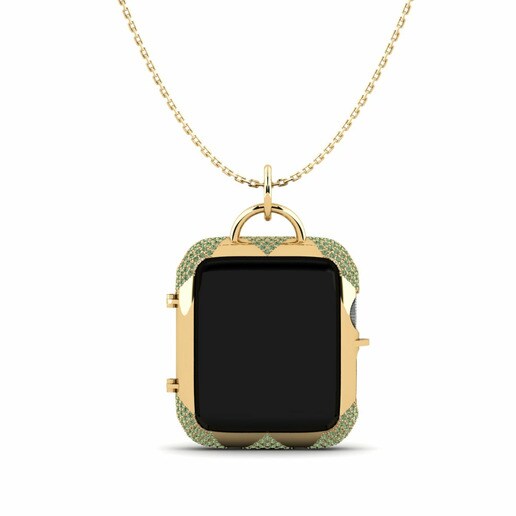 Ốp đồng hồ Apple® Kropi Vàng 585 & Kim Cương Xanh Lá Cây