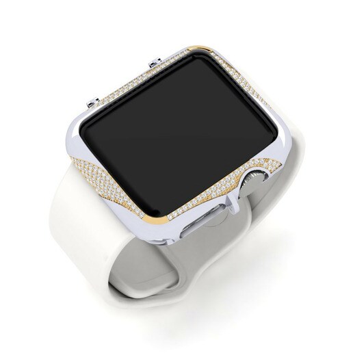 Ốp đồng hồ Apple® Kusog Vàng Trắng-Vàng 585 & Đá Sapphire Trắng